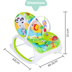 Infant To Toddler Happy Baby Bouncer With Hanging Toys Green