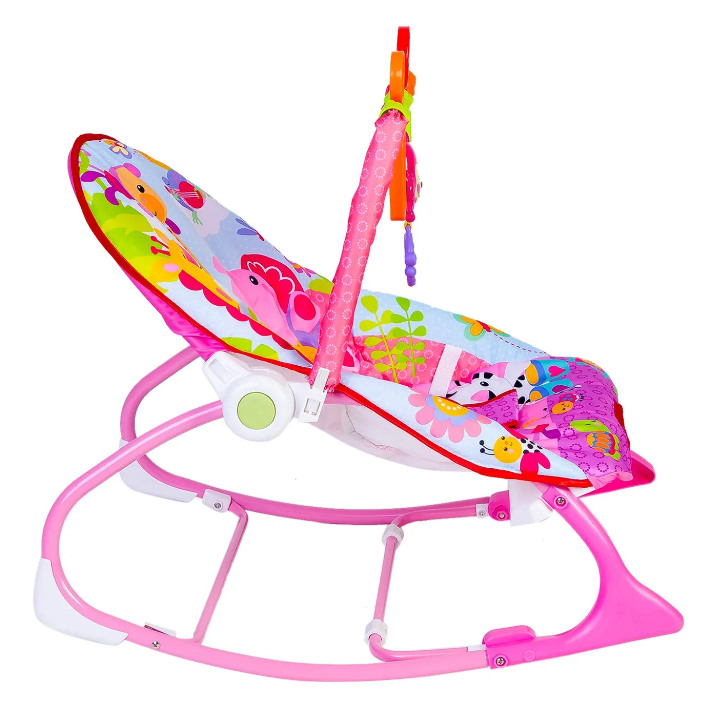 Infant To Toddler Happy Baby Bouncer With Hanging Toys Pink