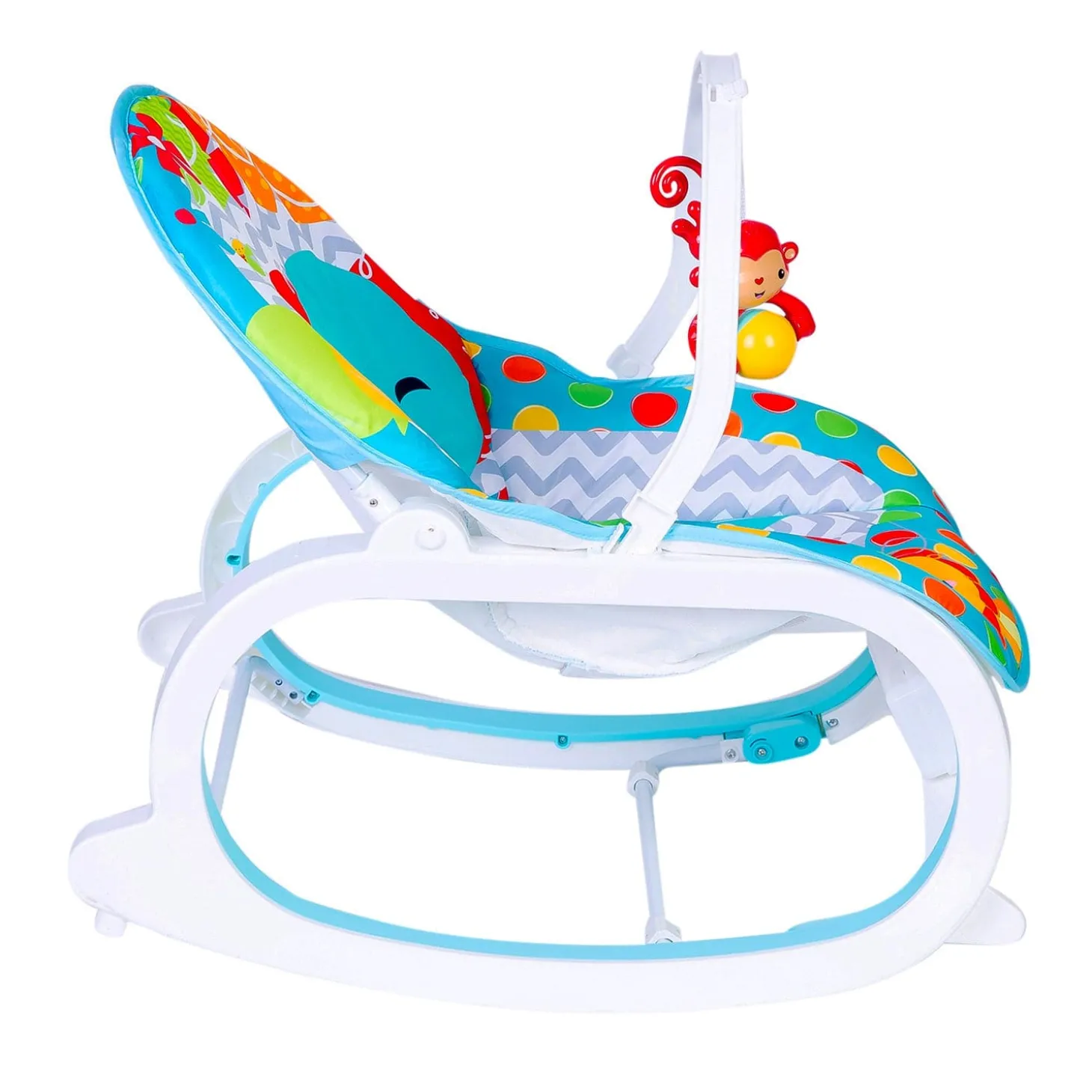Infant To Toddler Polka Dots Happy Baby Bouncer With Hanging Toys Blue