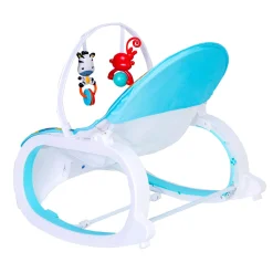 Infant To Toddler Polka Dots Happy Baby Bouncer With Hanging Toys Blue