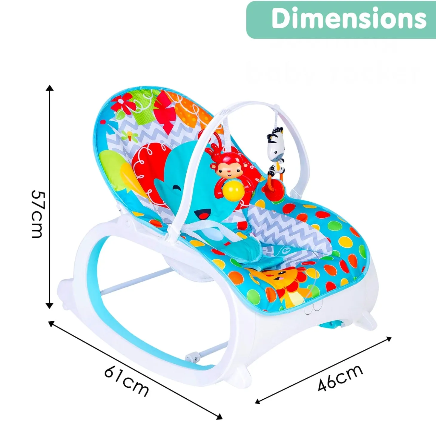Infant To Toddler Polka Dots Happy Baby Bouncer With Hanging Toys Blue