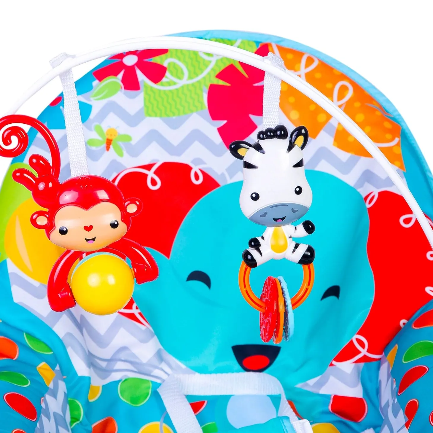 Infant To Toddler Polka Dots Happy Baby Bouncer With Hanging Toys Blue