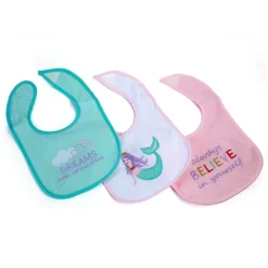 Infinitely Powerful Mermaid White And Blue And Pink 3 Pk Bibs