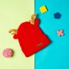 Knit Woollen Cap 3D Alphabet Antler Red