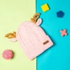 Knit Woollen Cap 3D Alphabet Antler Pink