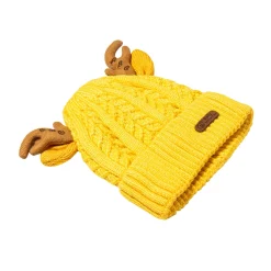 Knit Woollen Cap 3D Alphabet Antler Yellow