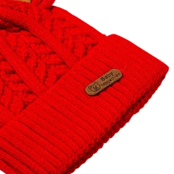 Knit Woollen Cap 3D Alphabet Antler Red