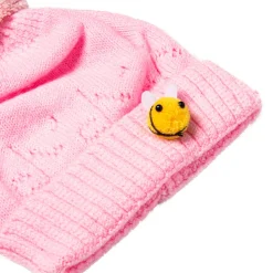 Knit Woollen Cap Honey Bee Pink