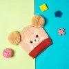 Knit Woollen Cap Pom Pom Bear Peach