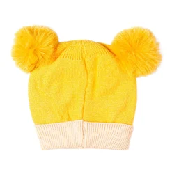 Knit Woollen Cap Pom Pom Bear Yellow