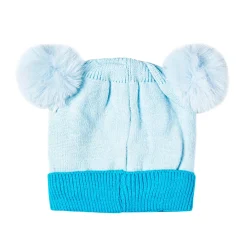 Knit Woollen Cap Pom Pom Bear Blue