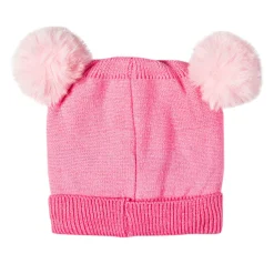 Knit Woollen Cap Pom Pom Bear Pink