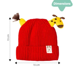 Knit Woollen Cap Winter Beanie 3D Reindeer Antler Red