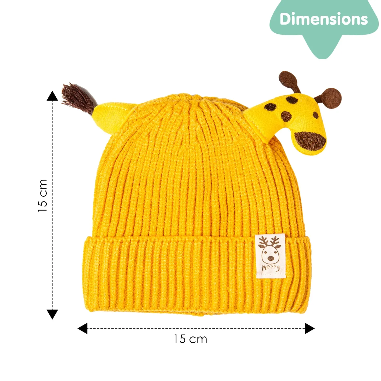 Knit Woollen Cap Winter Beanie 3D Reindeer Antler Yellow