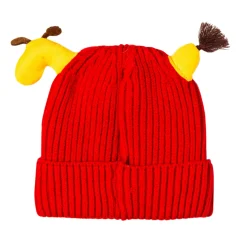 Knit Woollen Cap Winter Beanie 3D Reindeer Antler Red