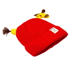 Knit Woollen Cap Winter Beanie 3D Reindeer Antler Red
