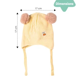Knit Woollen Cap With Tie Knot For Ear Protection Solid Cream