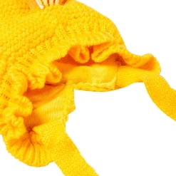 Knit Woollen Cap With Tie Knot For Ear Cover Citrus Yellow