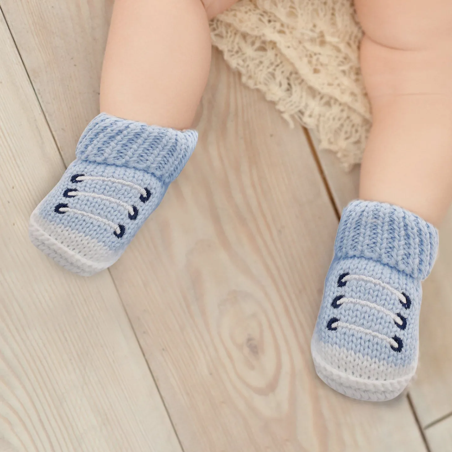 Laces Blue Socks Booties