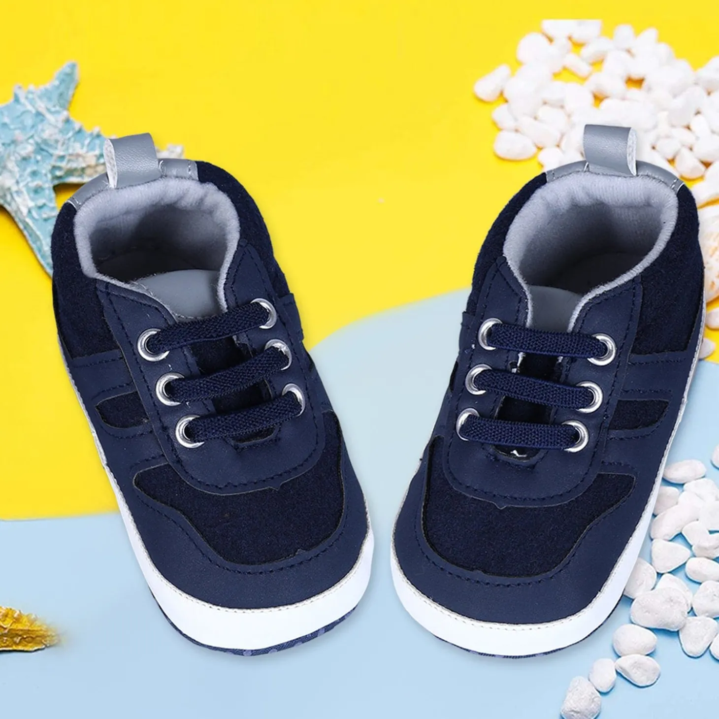 Lace-up Colour-blocked Comfortable Anti-Slip Sneaker Booties - Blue