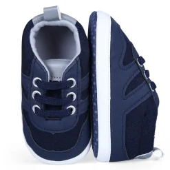 Lace-up Colour-blocked Comfortable Anti-Slip Sneaker Booties - Blue