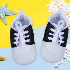Lace-Up Stylish Leather Sneaker Shoes - Black