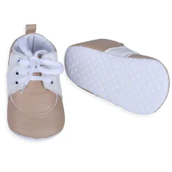 Lace-Up Stylish Leather Sneaker Shoes - Beige