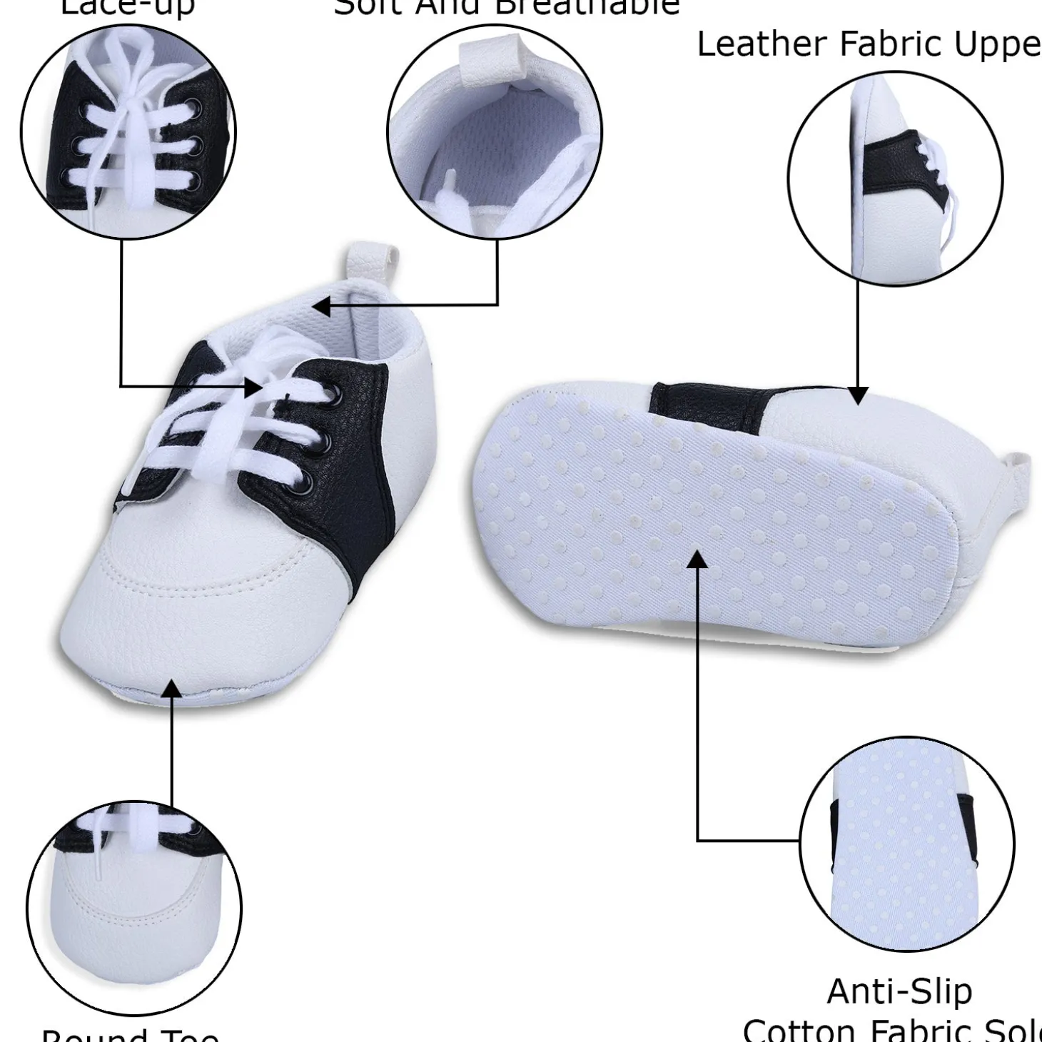 Lace-Up Stylish Leather Sneaker Shoes - Black