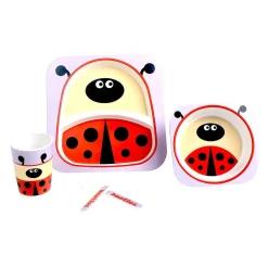 Ladybug Red Bamboo Fiber Dinner Set Large