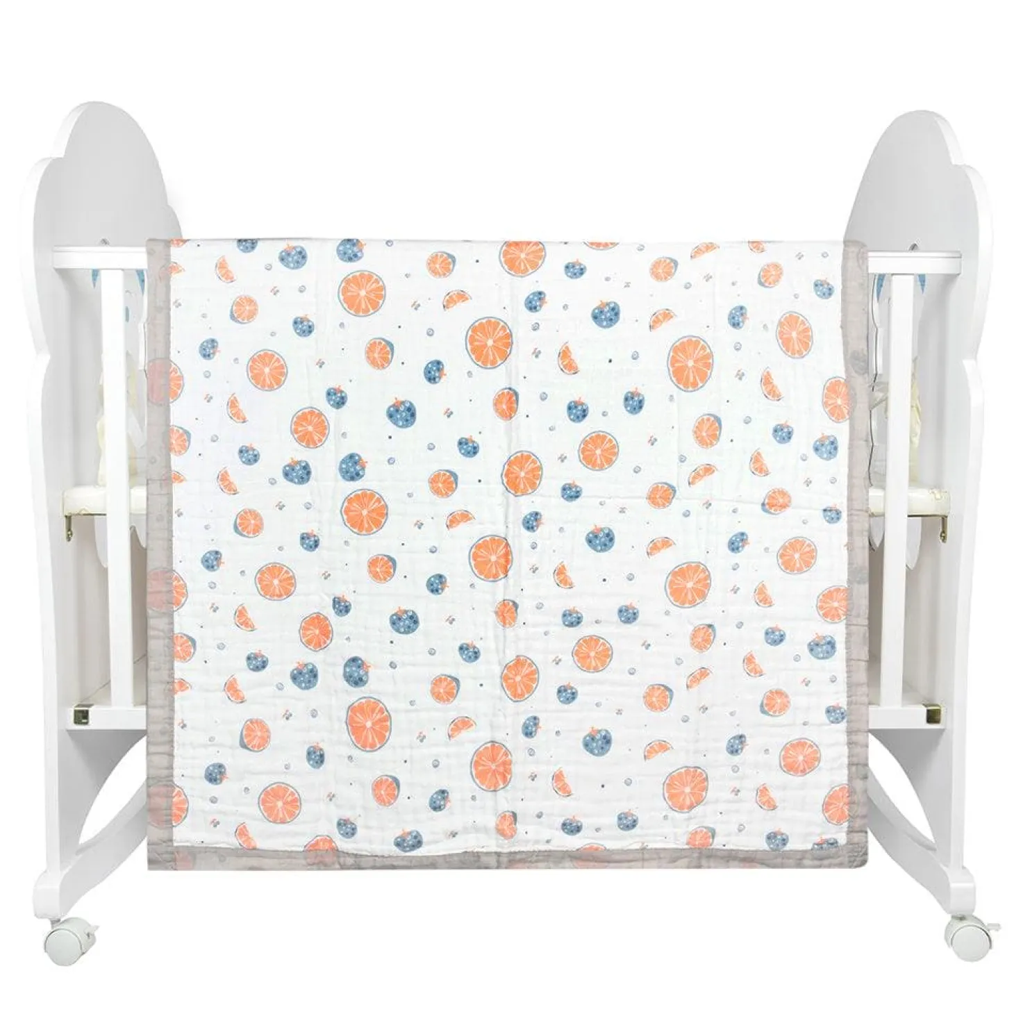 Lemon White Small Muslin Blanket
