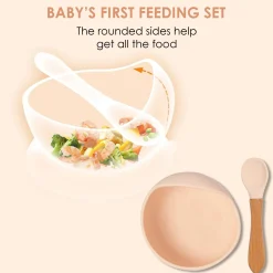 Light Peach Silicon Bowl And Spoon Set
