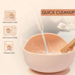 Light Peach Silicon Bowl And Spoon Set