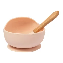 Light Peach Silicon Bowl And Spoon Set