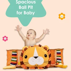 Lion Infant Play Mat Activity Gym With Hanging Toys And Balls - Yellow
