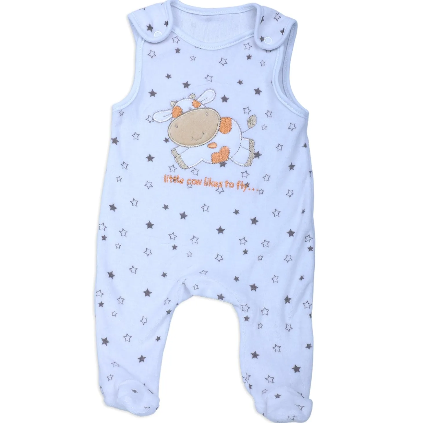 Little Cow Infant 2 Piece Full Sleeves Tshirt And Romper Set - White