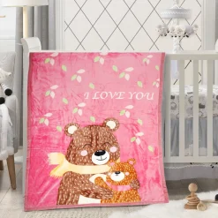 Love And Cuddles Pink Two-Ply Blanket