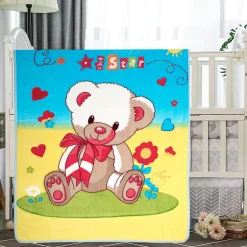 Love You Star Blue And Yellow One Ply Blanket