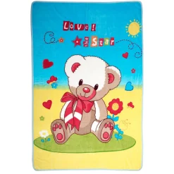 Love You Star Blue And Yellow One Ply Blanket