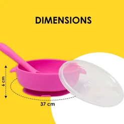 Magenta Silicon Bowl With Lid And Spoon Set