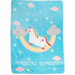 Magical Unicorn Blue One Ply Blanket