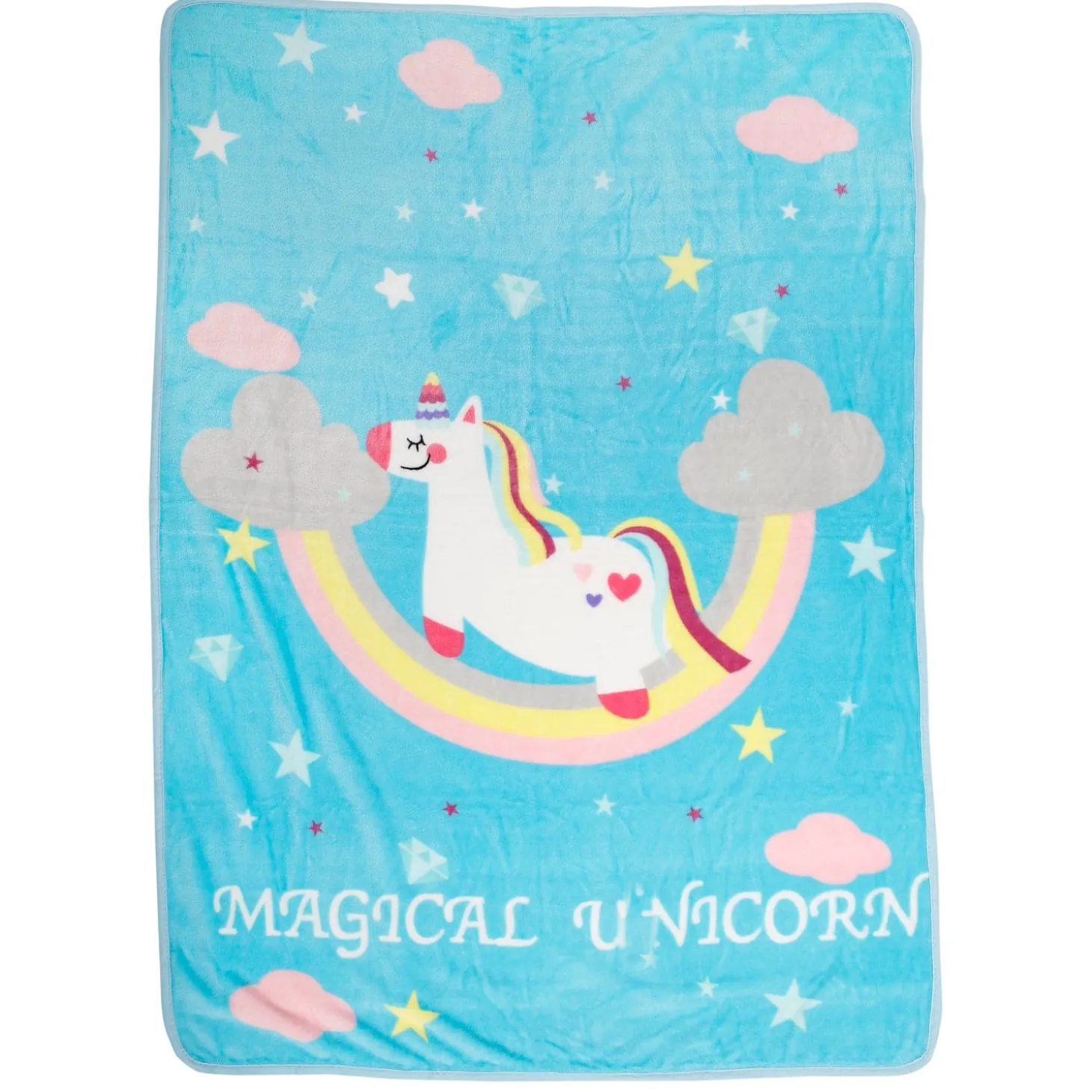 Magical Unicorn Blue One Ply Blanket