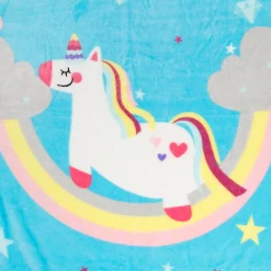 Magical Unicorn Blue One Ply Blanket