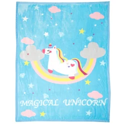Magical Unicorn Blue Two-Ply Blanket