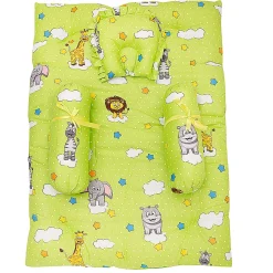 Mattress Set With Neck Pillow and Bolsters Fun In The Jungle Green