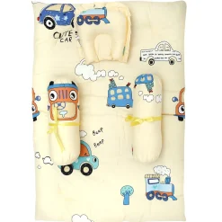 Mattress Set With Neck Pillow and Bolsters Vintage Ride Yellow