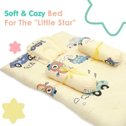 Mattress Set With Neck Pillow and Bolsters Vintage Ride Yellow