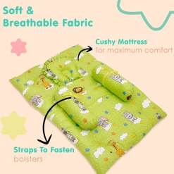 Mattress Set With Neck Pillow and Bolsters Fun In The Jungle Green