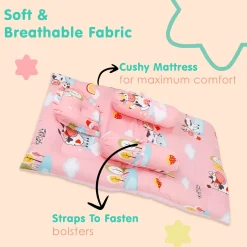 Mattress Set With Neck Pillow and Bolsters Milkaholic Peach
