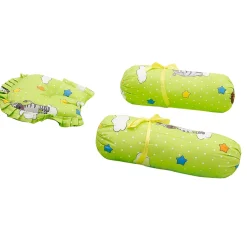 Mattress Set With Neck Pillow and Bolsters Fun In The Jungle Green