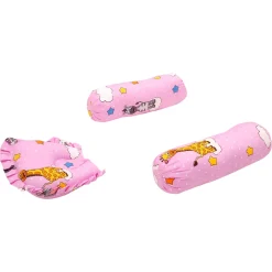 Mattress Set With Neck Pillow and Bolsters Flying Animals Pink